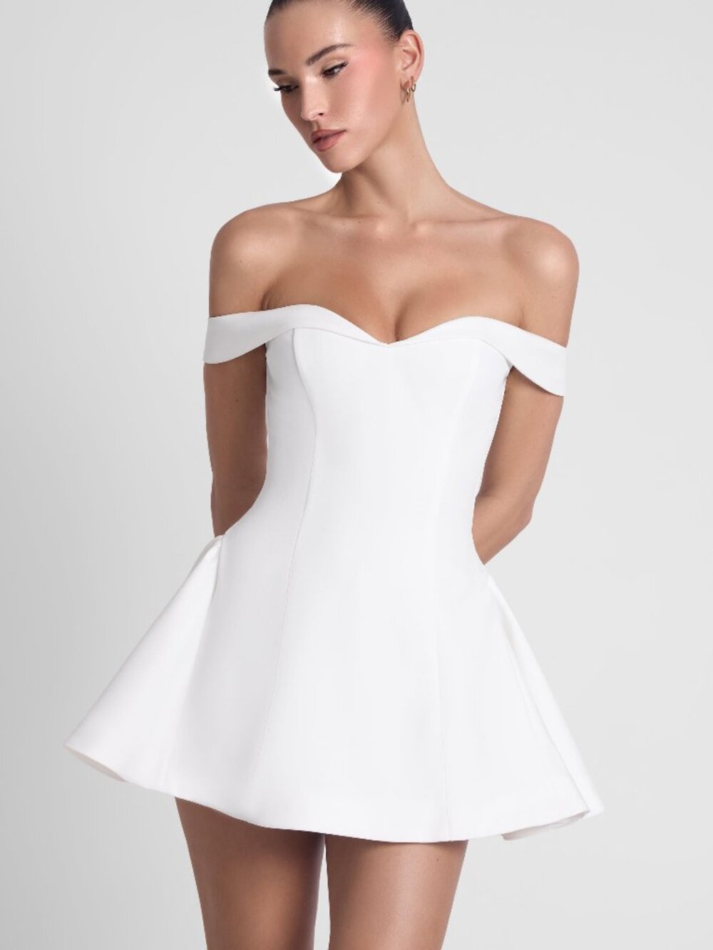 LEAU Raquel Babydoll Corset Mini Dress White S